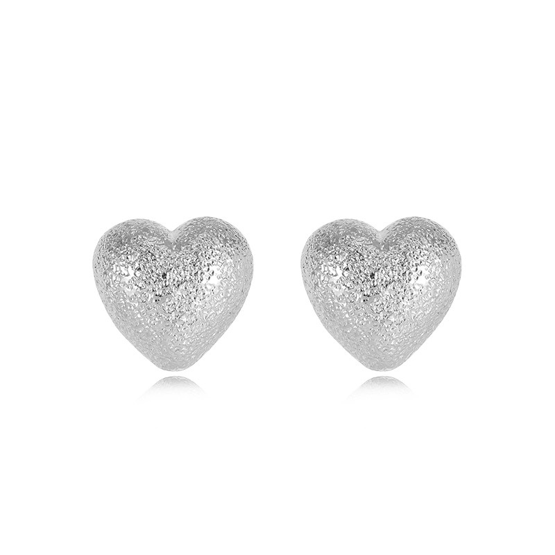Textured Sterling Silver Heart Stud Earrings