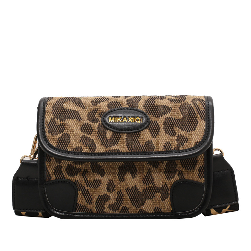 Title 7, Letter Wide Shoulder Strap Leopard Print Fashio...