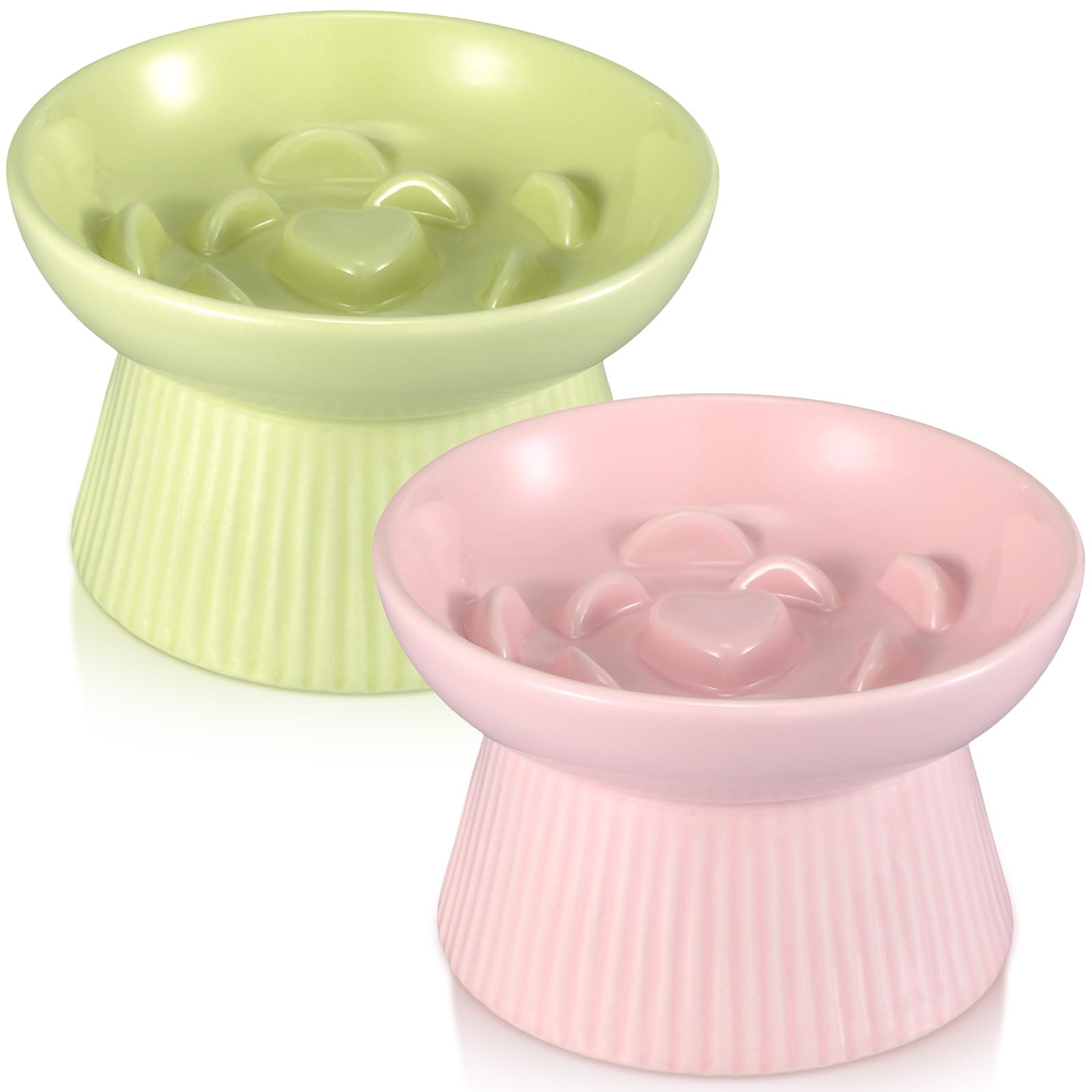 1Pc Raised Slow Feeder Cat Bowls Ceramic Elevated Cat Food Bowls Anti Vomiting Slow Feeder For Dog And Kitten For Dry And Wet Food 3