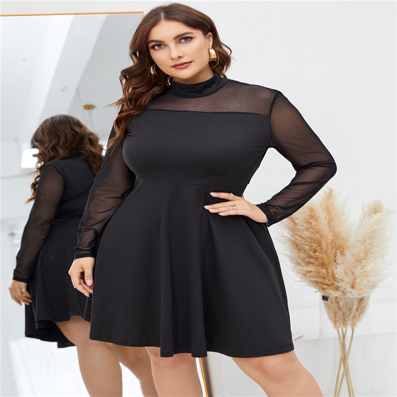 Mesh Stitching Dress Female Autumn Decoration Body