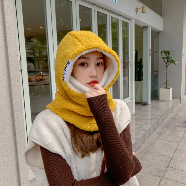 Fleece Warm Lamb Wool Hat Outdoor Cycling Cold Protection Yellow - Shop at LoveMi