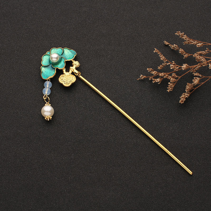 Antique Hairpin Hanfu Accessories Burning Blue Retro Hairpin - Shop at LoveMi
