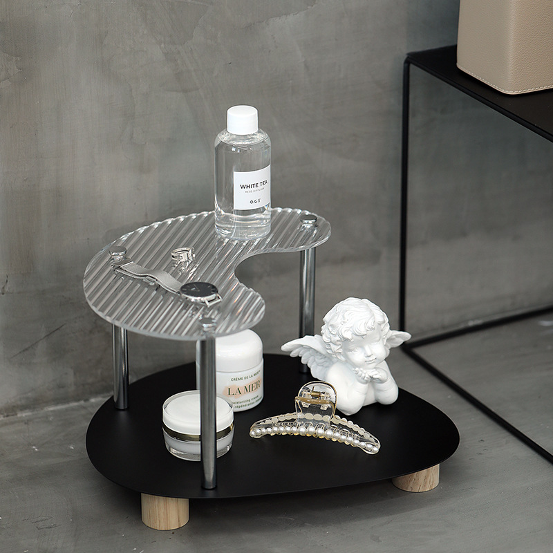 Simple Two-layer Desktop Clutter Acrylic Shelf