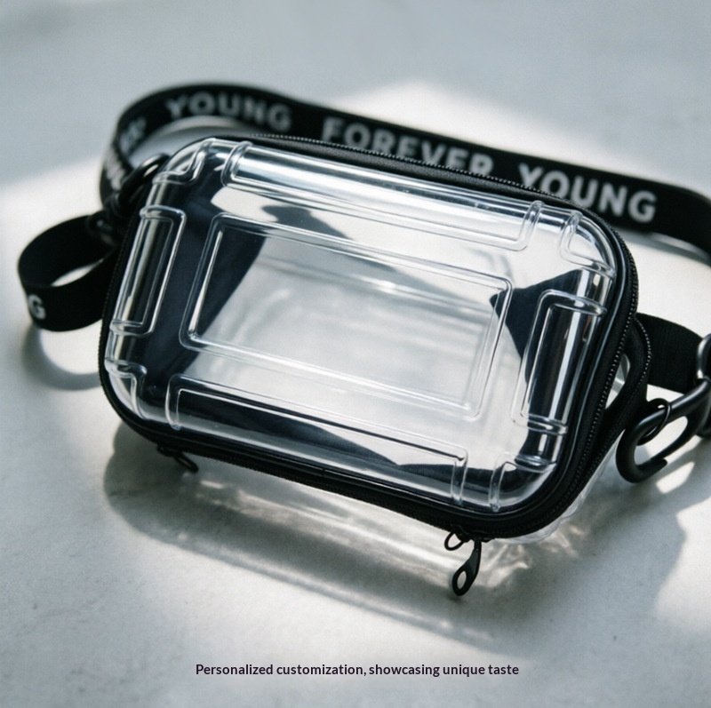 Trousse de toilette transparente à double armature · blanche, 7 pouces