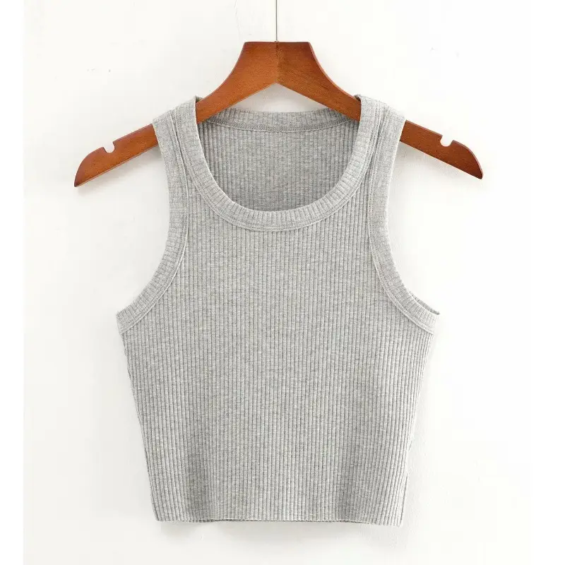 Top Square Neck Sleeveless Slim High Waist Vest
