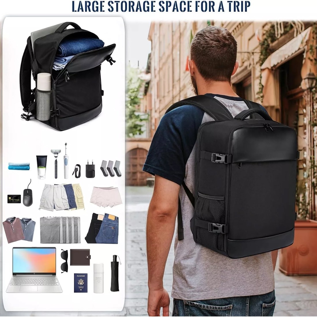 Carry On Cabin Backpack Luggage 40x30x20 Travel Flight Bag Shoulder — image 8