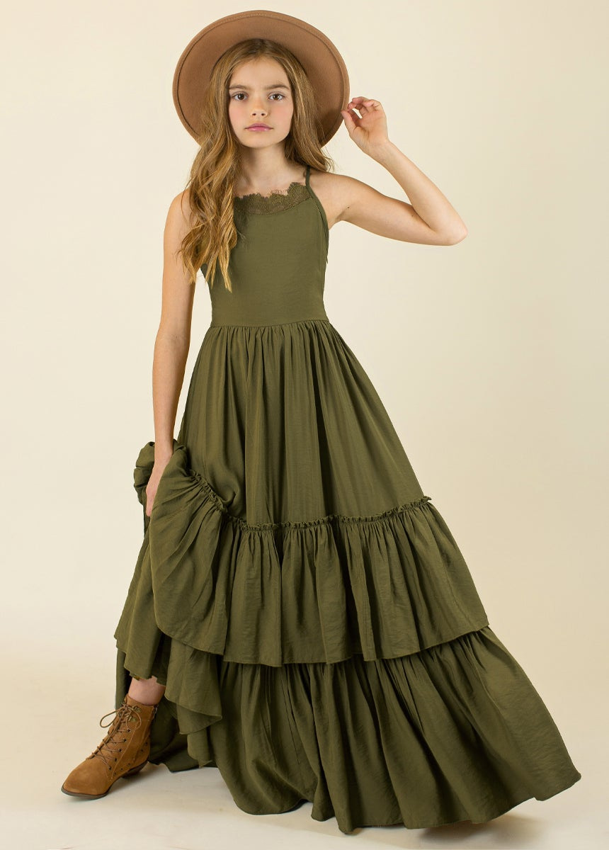 Title 5, Flower Girl Ruffled Lace-up Dress