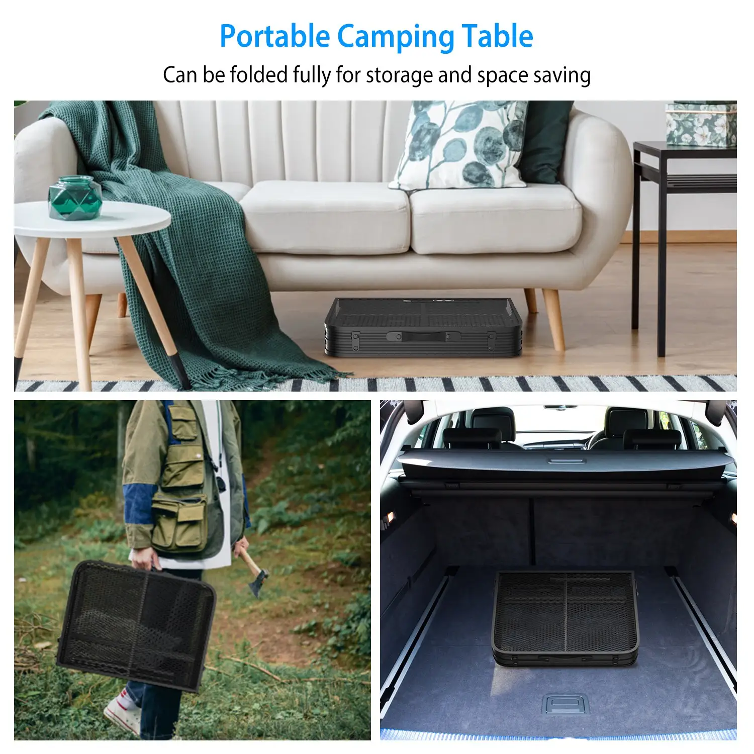 1Pc Foldable Camping Table Collapsible Picnic Aluminum Alloy Grill Stand 88LBS Max Load Height Adjustable BBQ Table