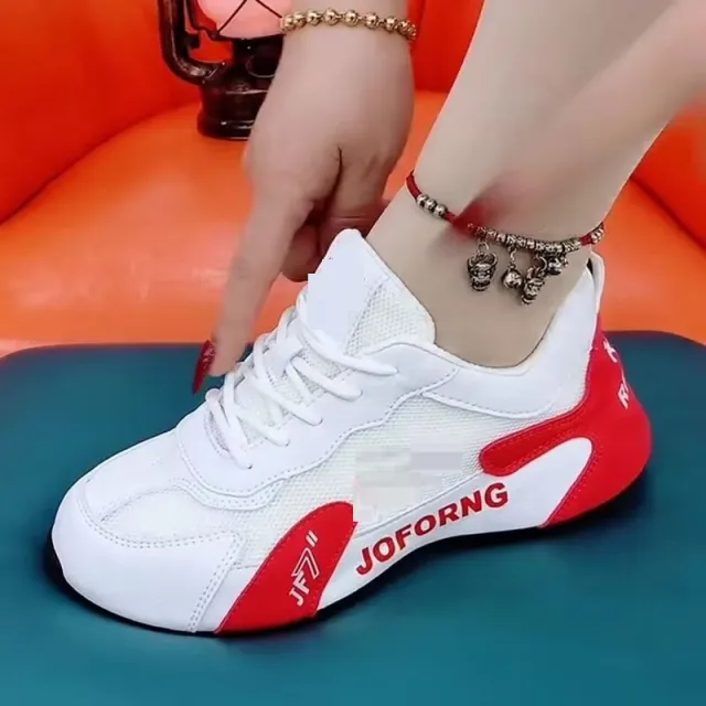 All match Soft Bottom Double Net Breathable Clunky Sneakers Red - Shop at LoveMi