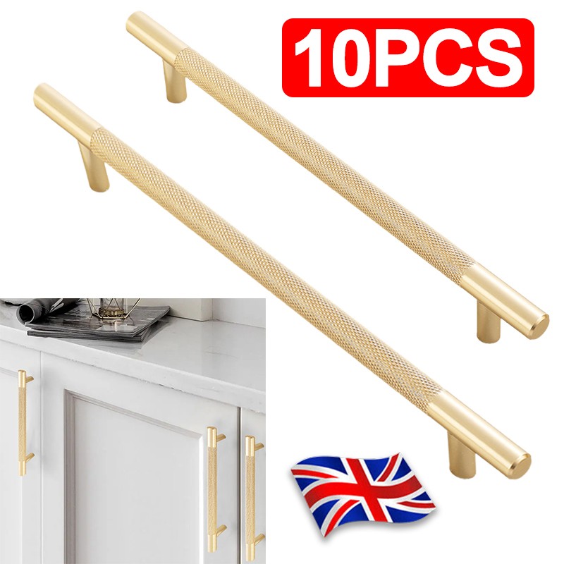 Kitchen Cabinet Door Handles Cupboard Drawer Interior Steel Knurled T Bar Handle — image 7