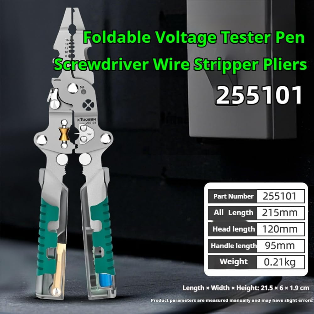 Electrical Pliers, 18 In 1 Foldable Ire Stripper, Alloy Steel Multitool — image 9