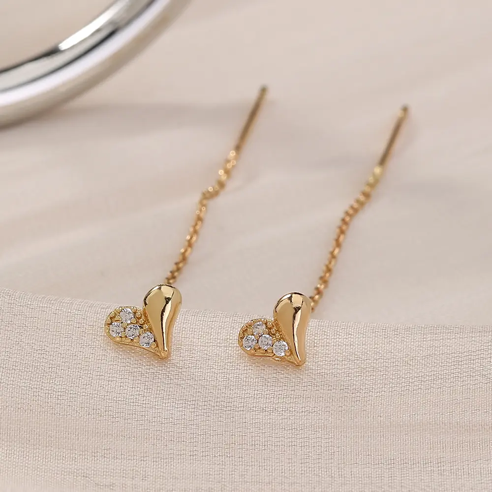 Love Micro-inlaid Zircon Earrings Super Fairy Temperament Design Flu Tassel Earrings Earrings Accessories