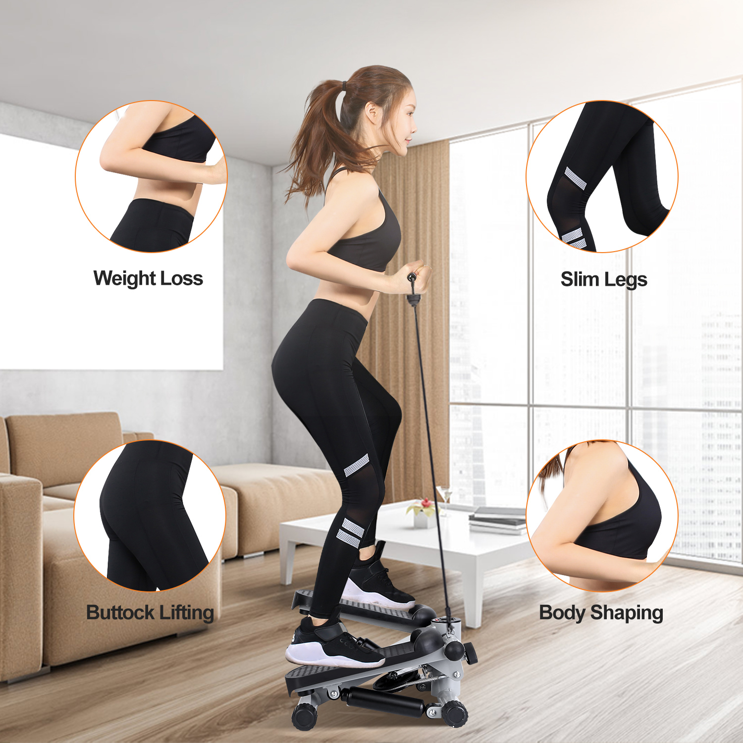 Stepper For Exercise Mini Fitness Stepper With 2 Resistance Bands LCD Monitor Max 330.7LBS Load Stair Stepper Quiet Stepper — foto 11