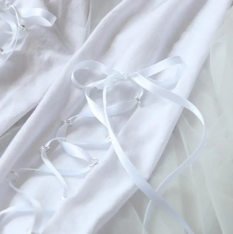 New Japanese Velvet Pantyhose Cross Ribbon - Bleached Side