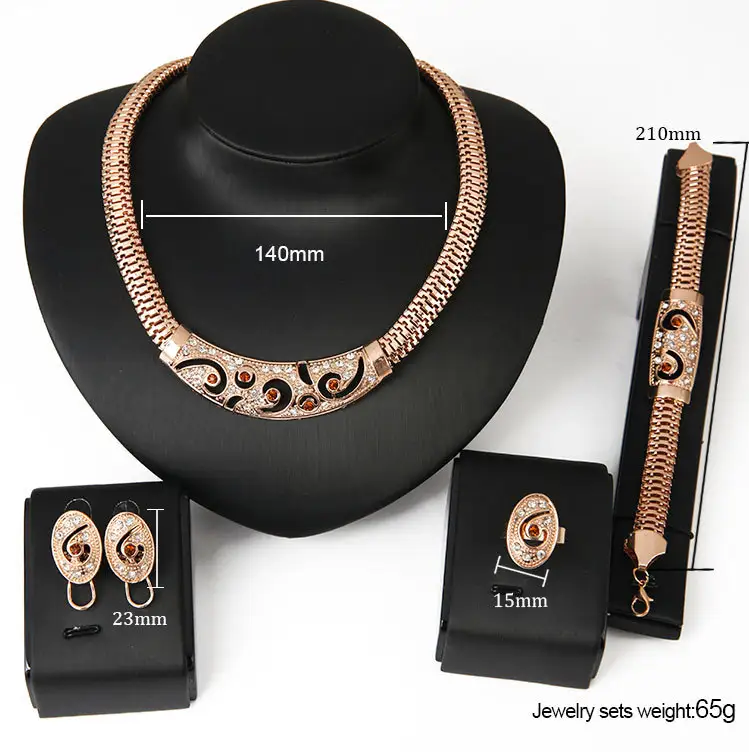 Exaggerated Punk Necklace Earrings Bracelets And Rings Set Of Four
