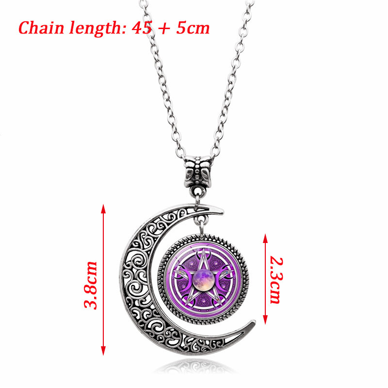 Women's Creative Moon Goddess Time Gem Necklace