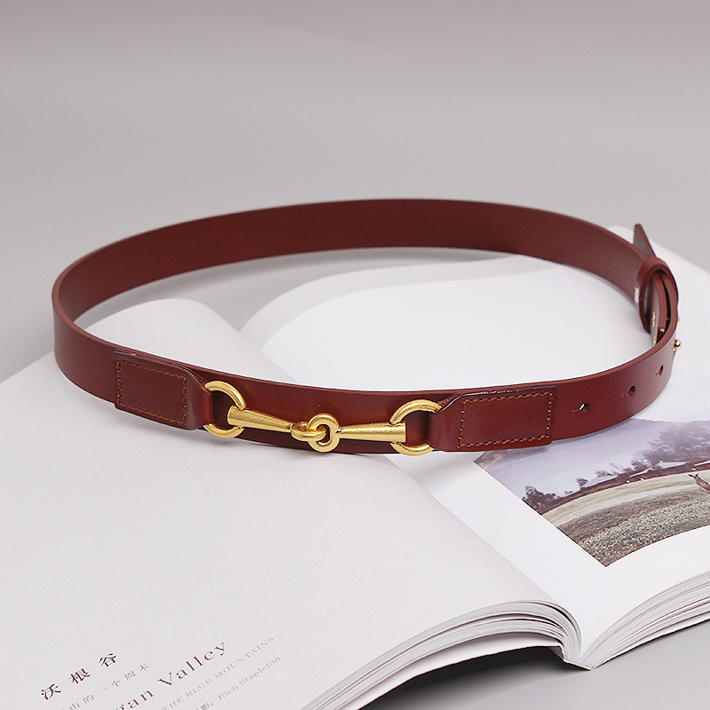 Title 5, Fashion Simple Female Cowhide Horsebit Belt