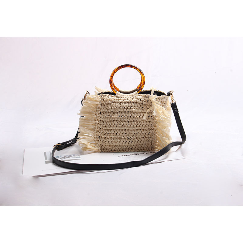 Fashion Simple One shoulder Diagonal Woven Bag Beige - Shop at LoveMi