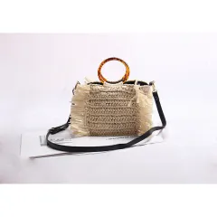Fashion Simple One-shoulder Diagonal Woven Bag - Beige - View 1