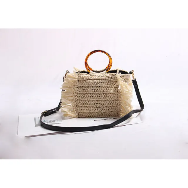 Fashion Simple One shoulder Diagonal Woven Bag Beige - Shop at LoveMi