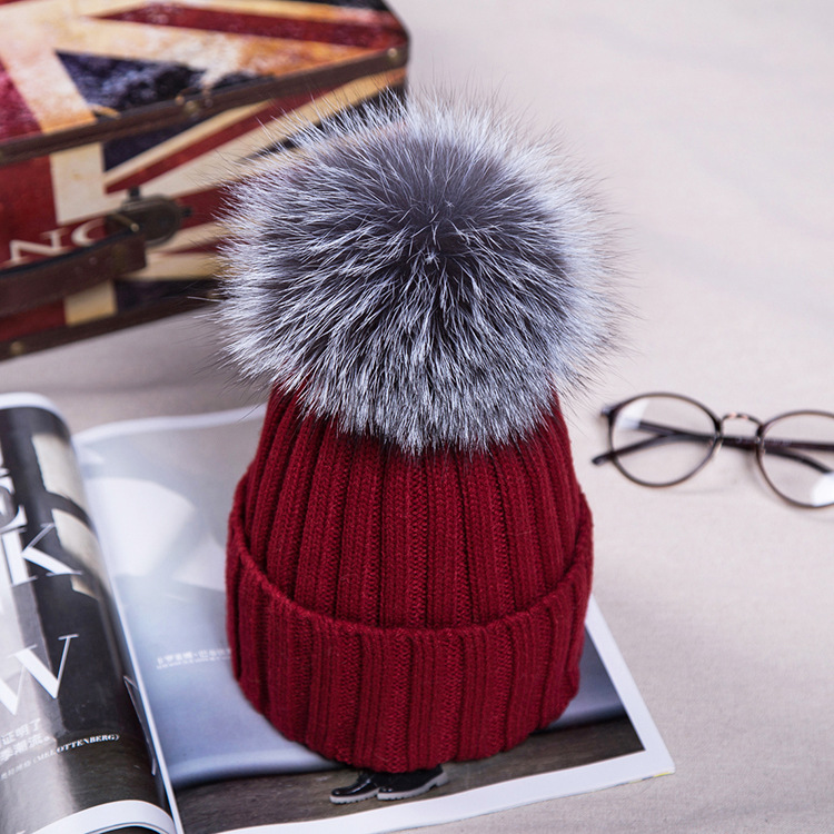 Title 10, Big fox fur ball wool hat