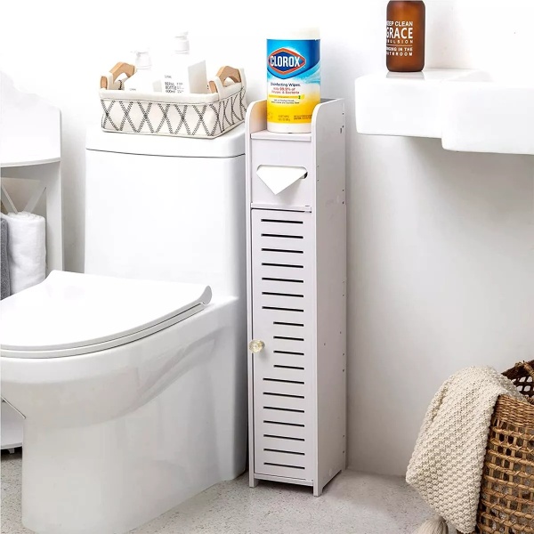 Bathroom Cabinets Tall Slim Storage Waterproof Toilet Cupboard — image 11