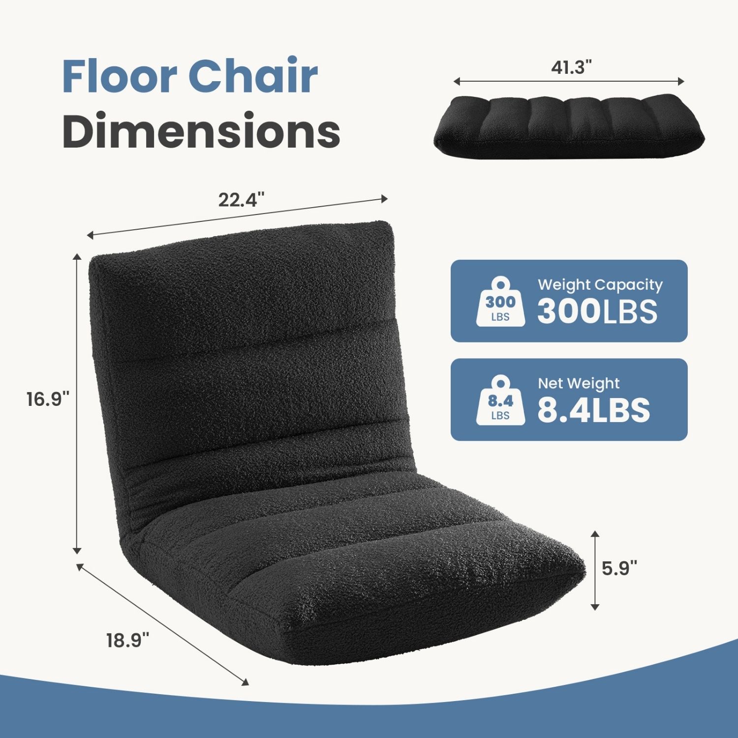 Adjustable Floor Chair With Memory Foam, Folding Gaming Chair And Sleeper Bed 4