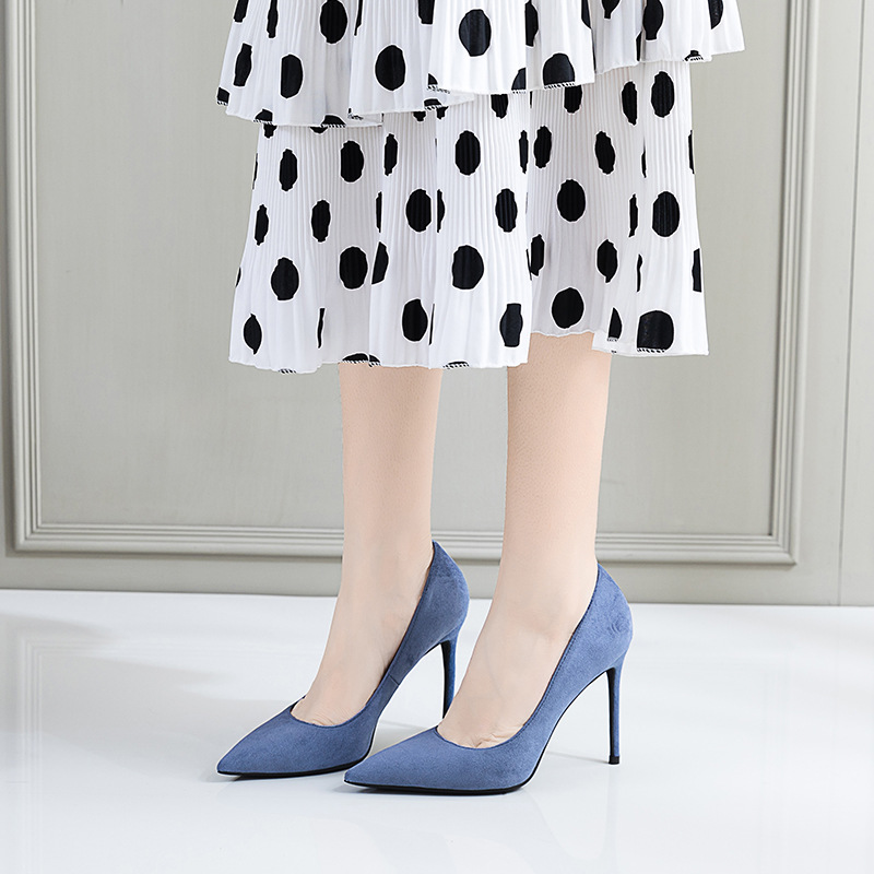 New Single Layer Shoes Women's Fashion Pointed Stiletto Heels Temperament Pure Color Business Ol Women's Shoes