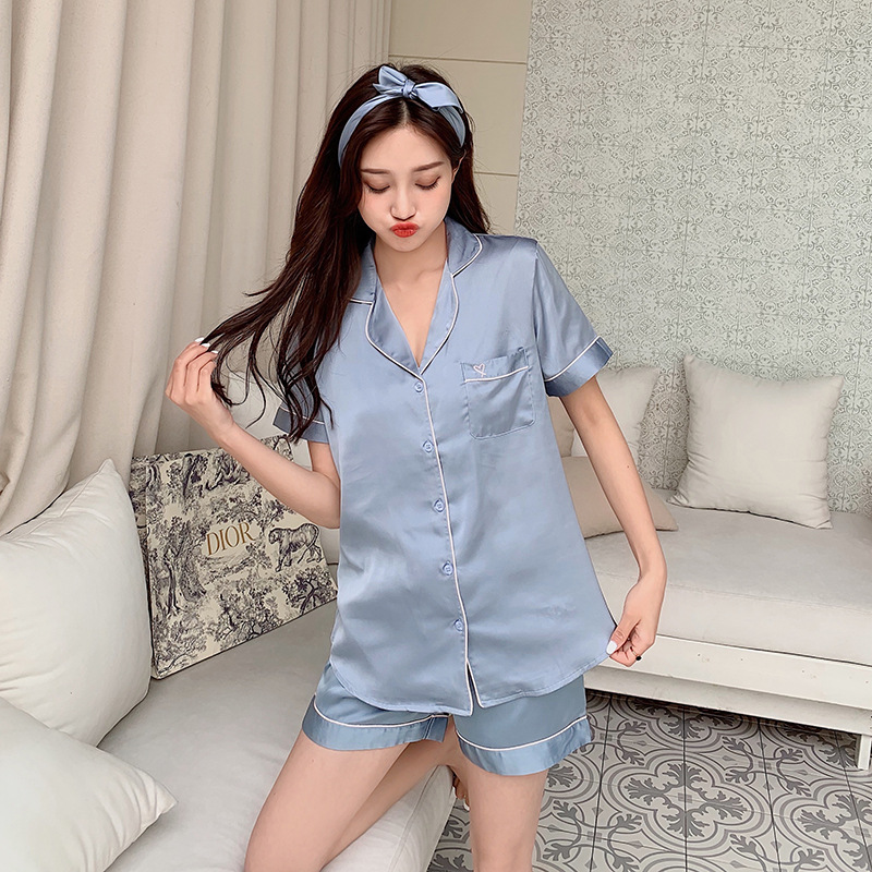 Title 2, Silk Ladies Pajamas Sleeve Shorts Suit Homewear