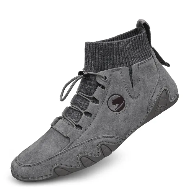 Men's Octopus High top Retro Plus Velvet Warm Martin Boots Grey - Shop at LoveMi