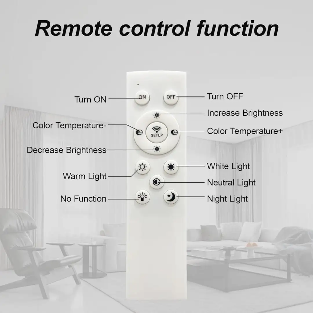Modern LED Ceiling Light, Flush Mount Ceiling Light With Dimmable Remote Control, 6Rings Acrylic Ceiling Light Fixture For Bedroom, Living Room, Kitchen, Office