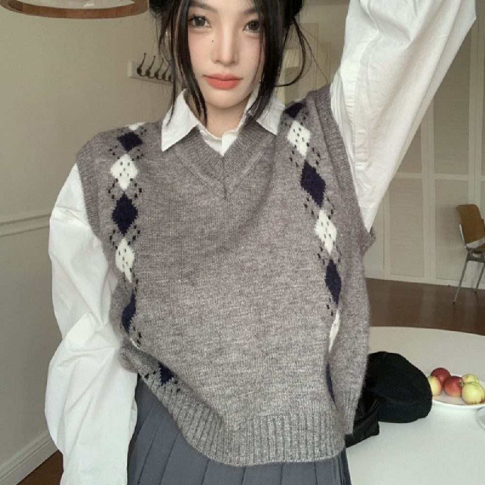 Loose Knitted Bandage Dress Vest Gray Grey - Shop at LoveMi