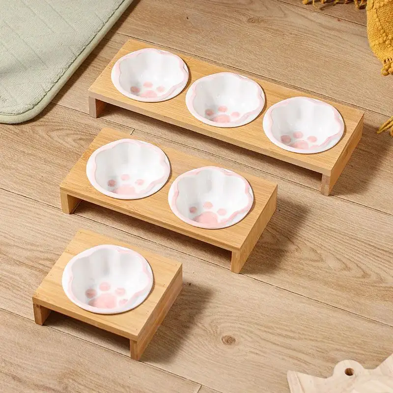 Pet Supplies Bamboo Frame Hand Colored Ceramic