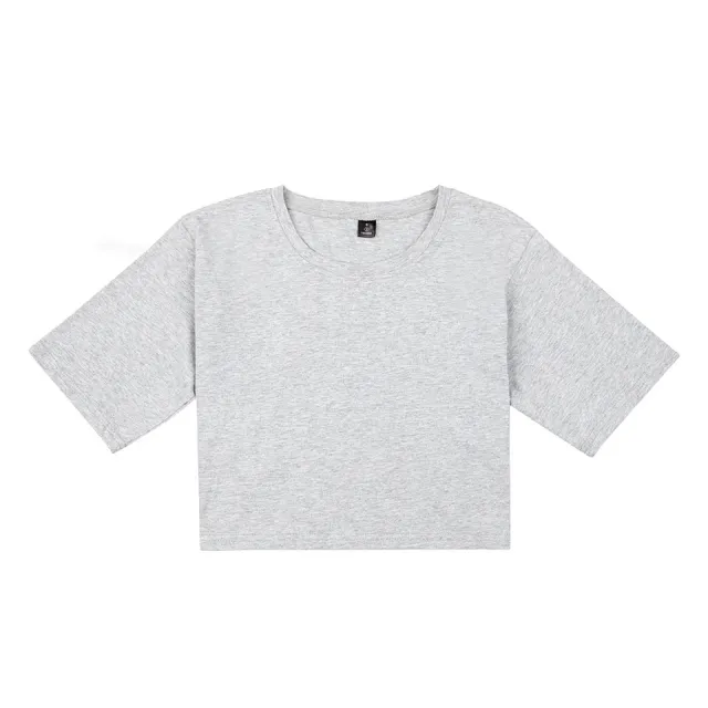 Solid Color Revealing T shirt Female Dance Practice Dance Culture Grey - Shop at LoveMi