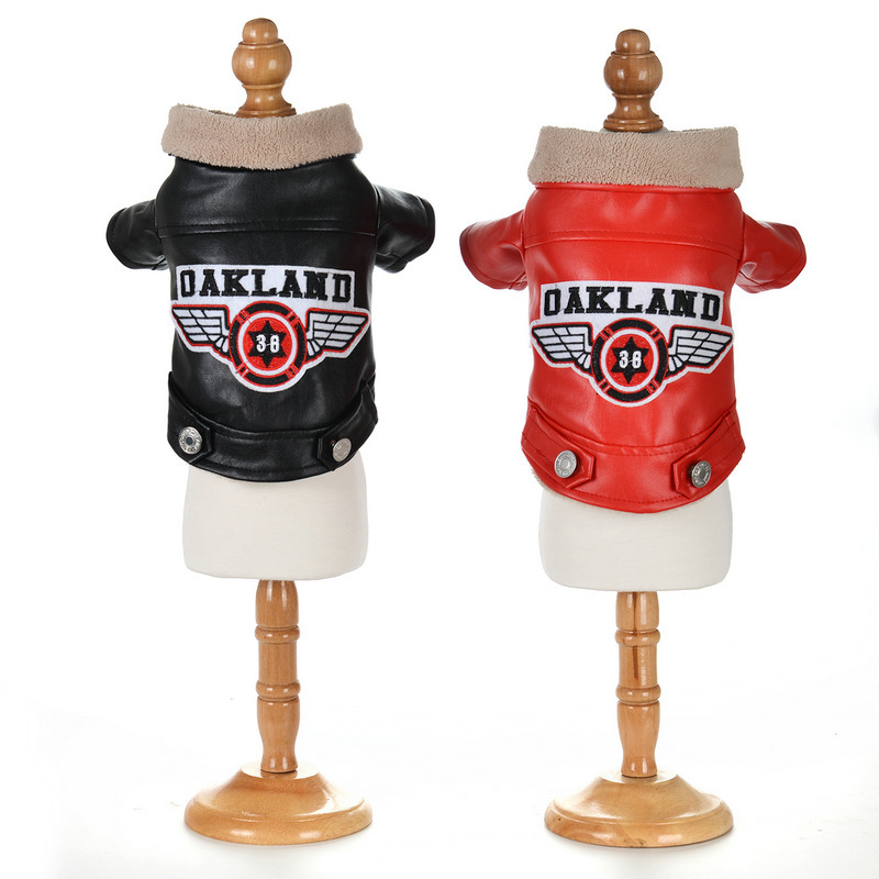 Pet Casual Embroidery Leather Dog Clothes