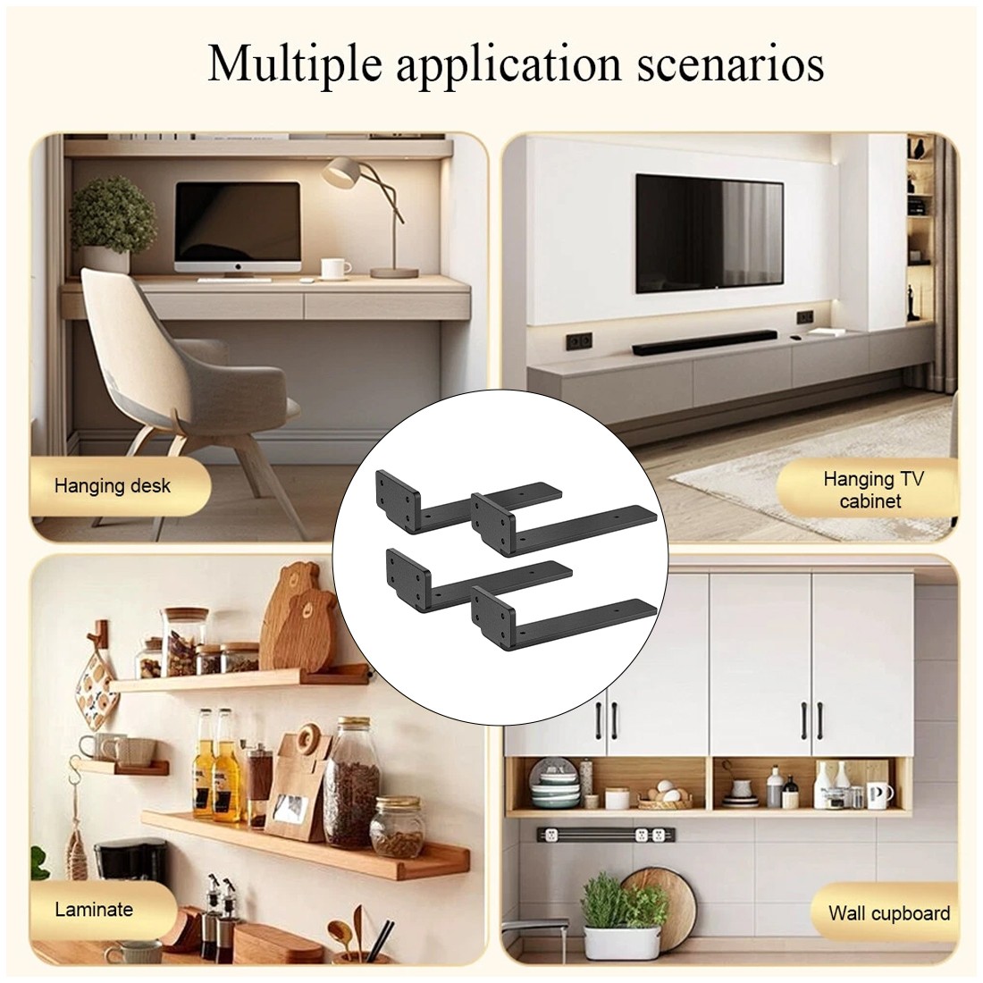 4 Pack Floating Shelf Brackets 20CM Heavy Duty Metal For Support Wall Hanging — image 7