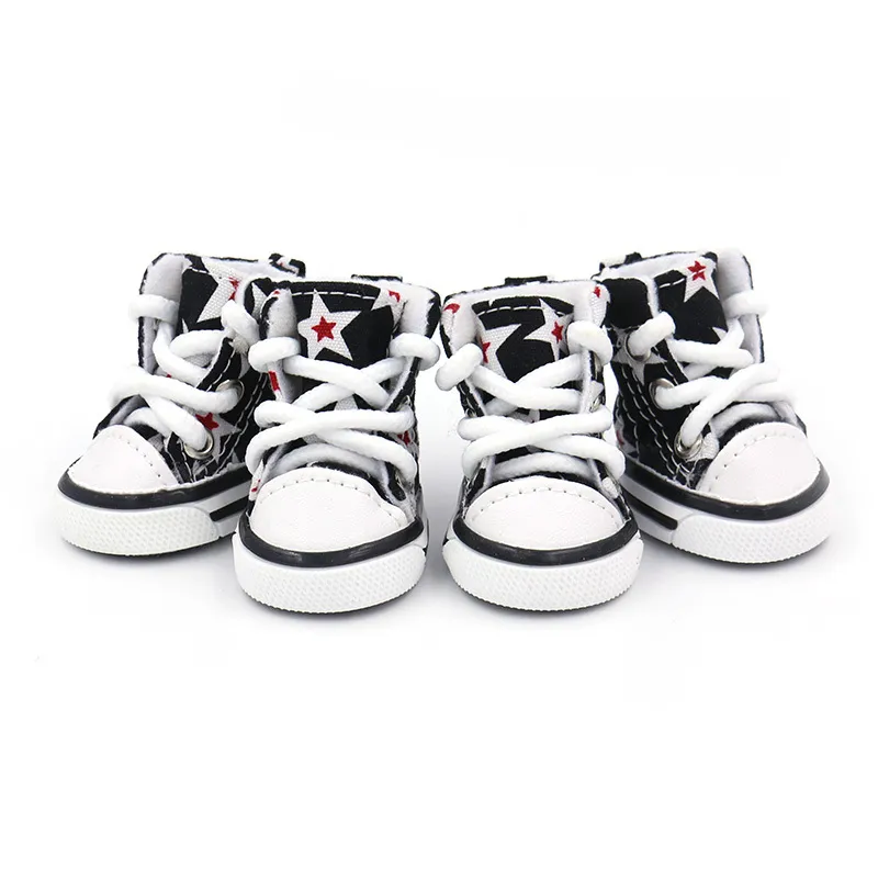 A Pair Of Soft Small Dog Four Season Canvas Shoes - Black