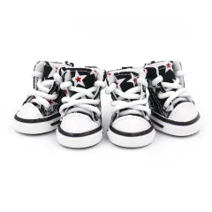 A Pair Of Soft Small Dog Four Season Canvas Shoes - Black - View 1