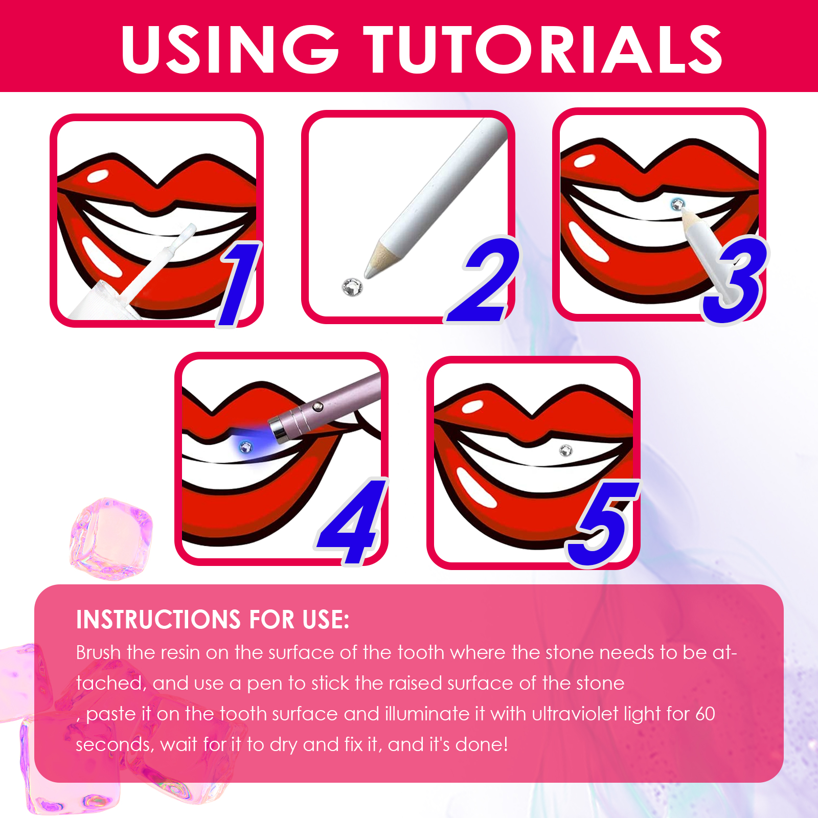 Jaysuing Tooth Gem Kit, Accessories Easy To Remove And Install Crystal Dental Drill Tooth Embellish Glitter Stick image 4