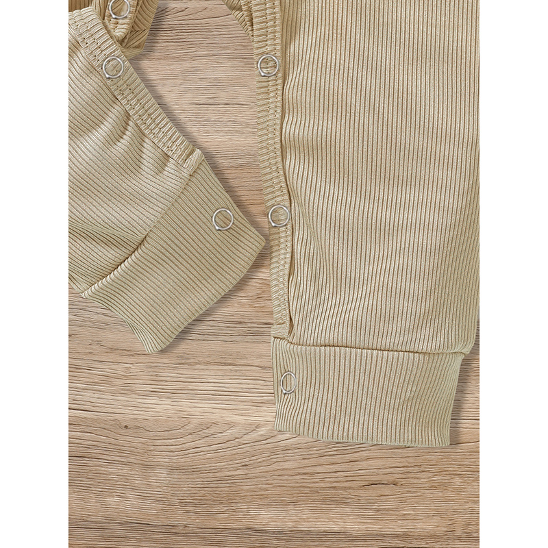 3-Pack Newborns Infants Baby Boys & Girls Long Sleeve Ribbed Romper Soft Button Front Jumpsuit — foto 12