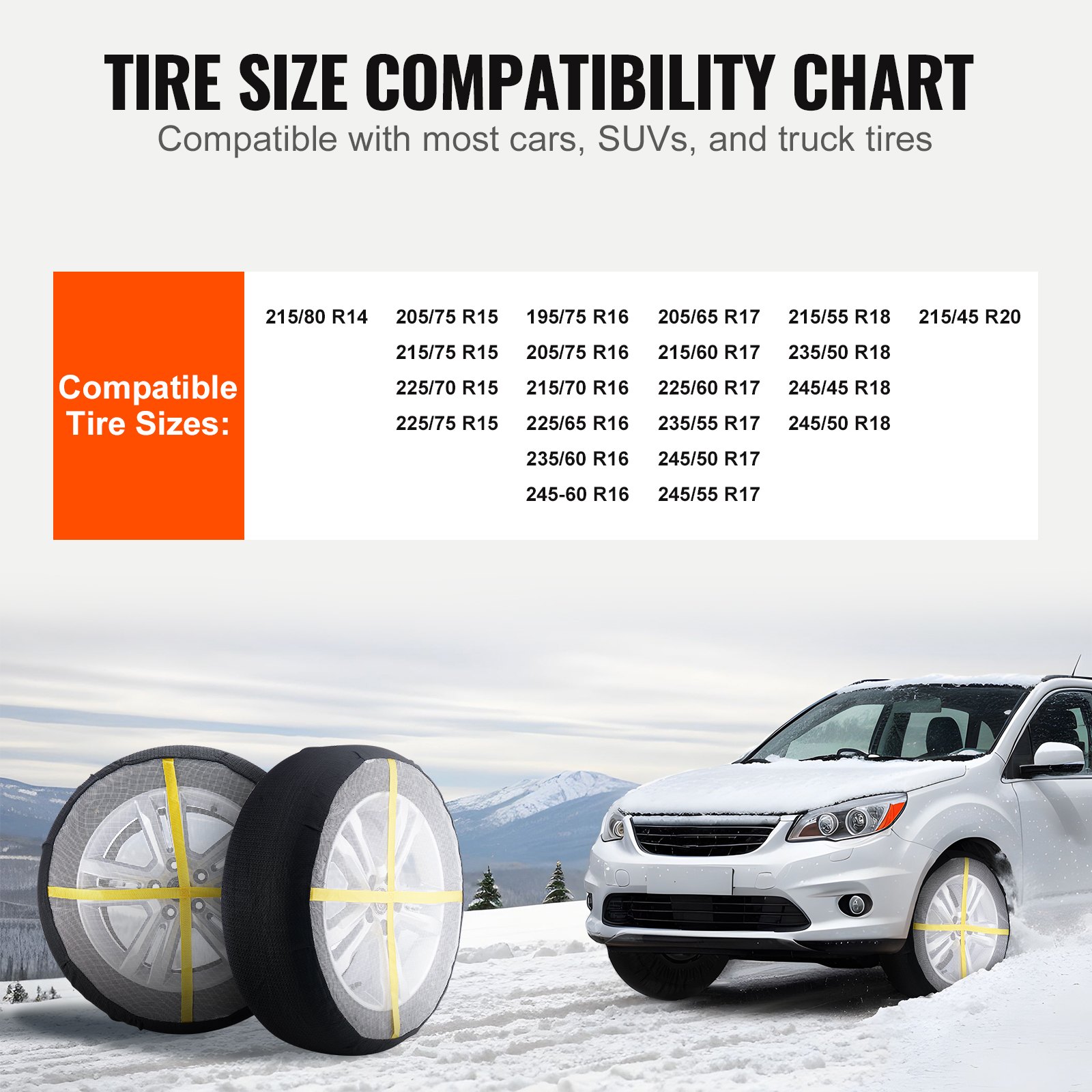 VEVOR Thickened Snow Socks For Tires Full Coverage Snow Traction Tire Cover image 2