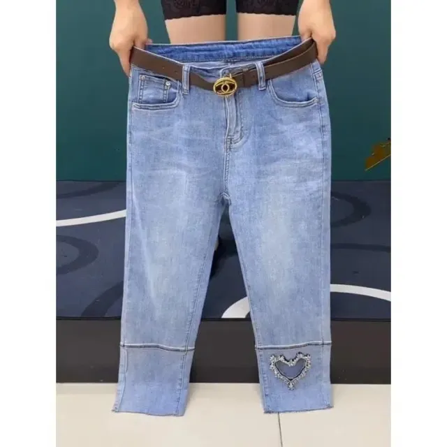 Women's Fashion Love Hot Diamond Jeans Blue - Shop at LoveMi