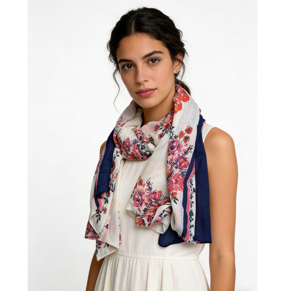 2pcs Extra Long Chic Floral Lightweight And Stylish Wrap Scarf ,Luxe Look For Evening Wear,Scarf,vacation,daily Life,evening Party,Office Appropriate Subtlety For Women Men