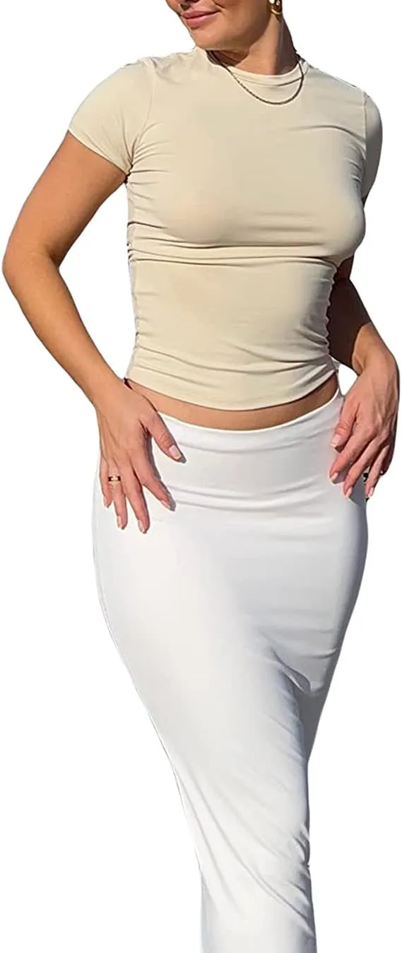 Casual Short Sleeve T Shirt Solid Colour Of Skin - Shop at LoveMi