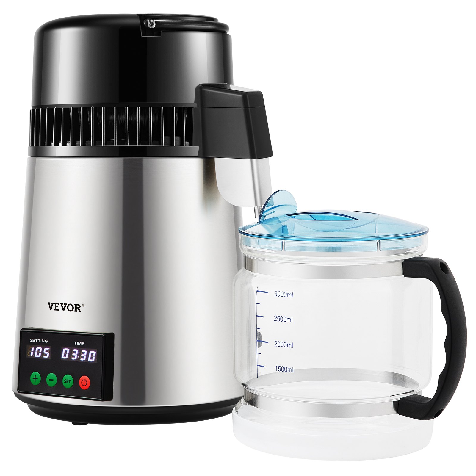 1.1 Gal Water Distiller, 0.3 Gal H, 750W Distilled Water Maker Machine 0-99H Timing Set Temp Display, 304… image 3