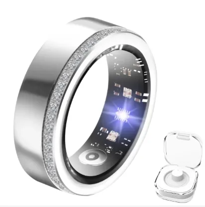 New Silver Edge Diamond Smart Ring Fitness Tracker - Silvery8