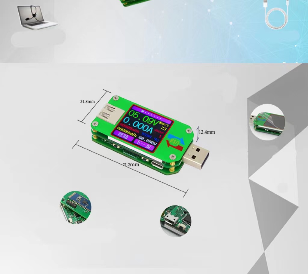 USB 2.0 Color Screen Tester Voltage Ammeter Thermometer UM24C With Bluetooth Communication Board — foto 6