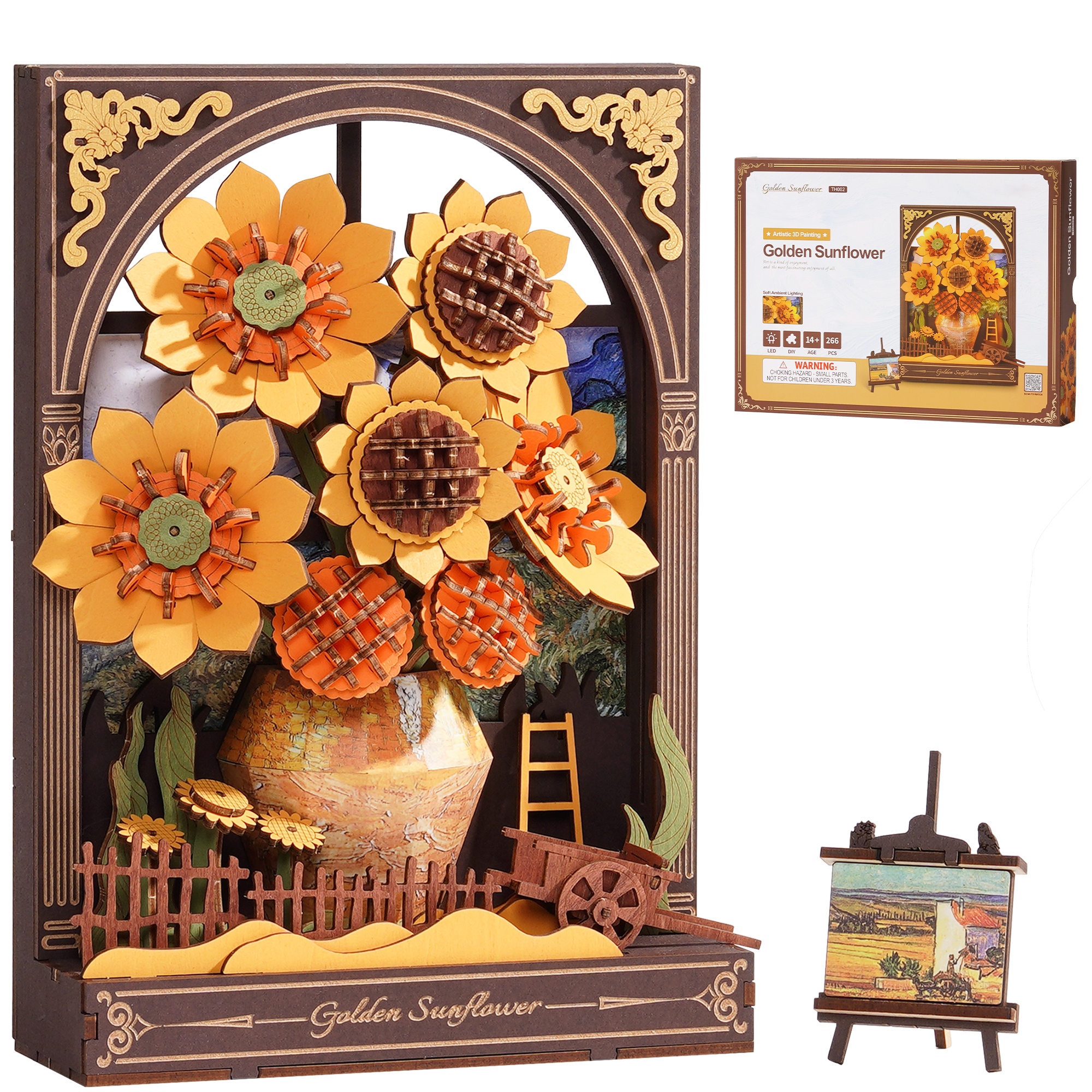 ROWOOD 3D Wooden Flower Puzzle - Flower Model With LED Lights,Desktop And Wall Display,Decorative Holiday And Birthday Gift, Artistic Flower DIY Kit For Adults And Teens
