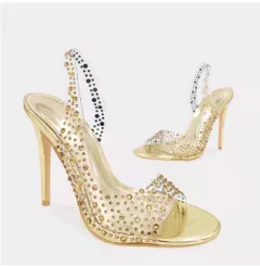 Plus Size Fish Mouth Stiletto Fashion Pointed Toe Women's Sandals - Gold - View 1