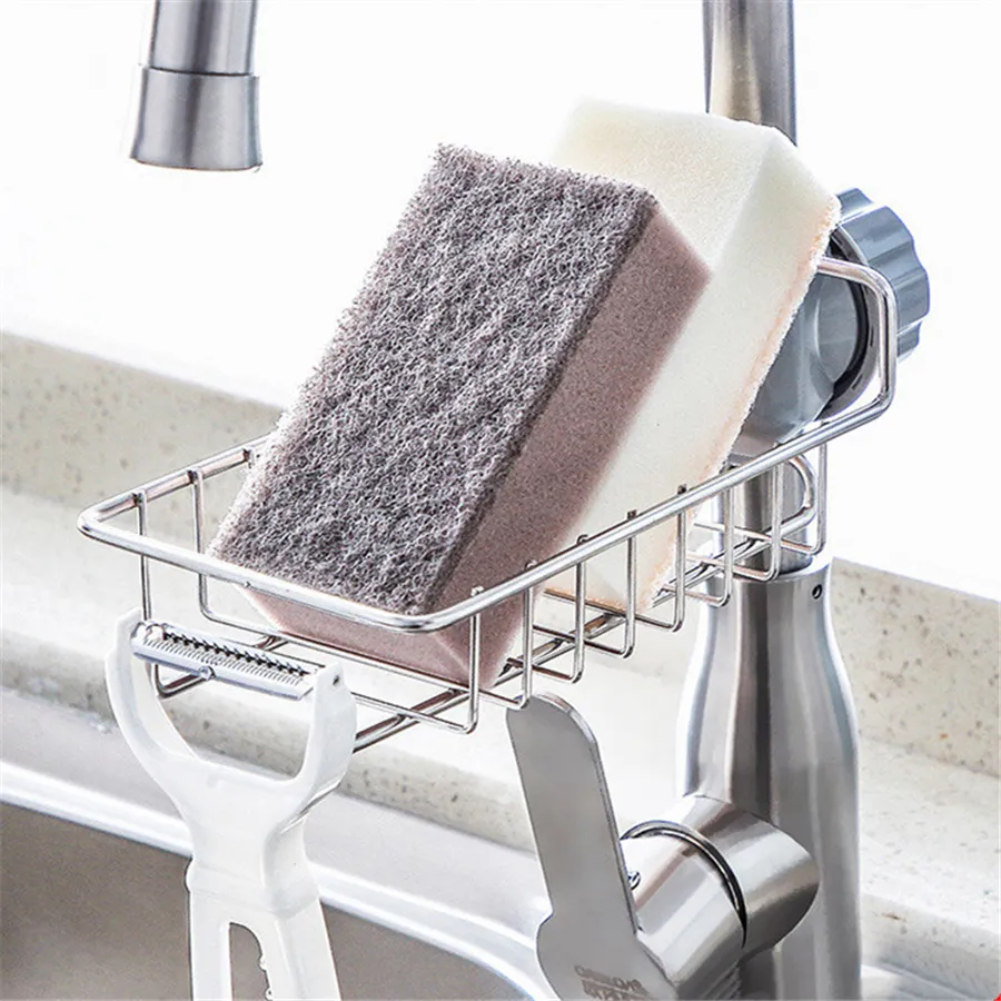 Adjustable Sink Drain Rack Sponge Storage Faucet
